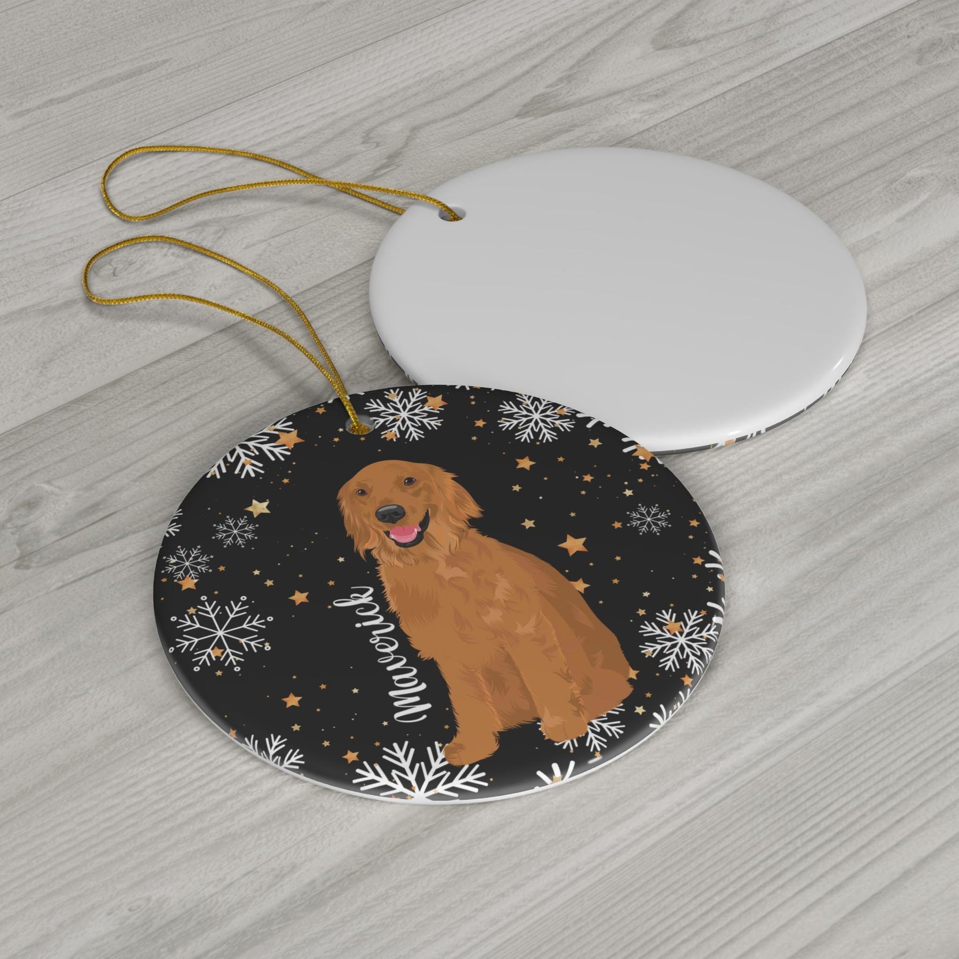 Christmas Golden Retriever Ornament, ceramic xmas ornament, retriever gift, golden mom gift, puppy first Christmas, grandma stocking stuffer