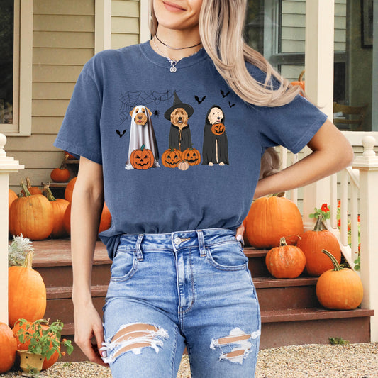 Halloween Golden Doodle Ghost Dog Shirt, labradoodle gifts, dog lover gift, doodle pumpkin t-shirt, trick or treat shirt, mom doodle gifts
