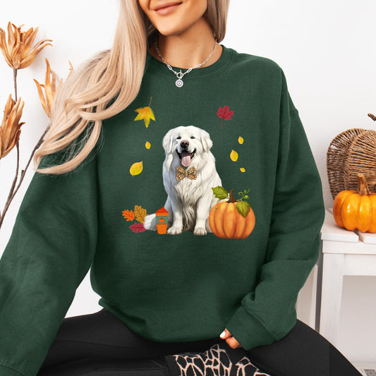 Fall Pumpkin Great Pyrenees Sweatshirt, wife Christmas sweater, Great Pyrenees gifts, Pyrenees mom birthday gift, girlfriend Halloween gift
