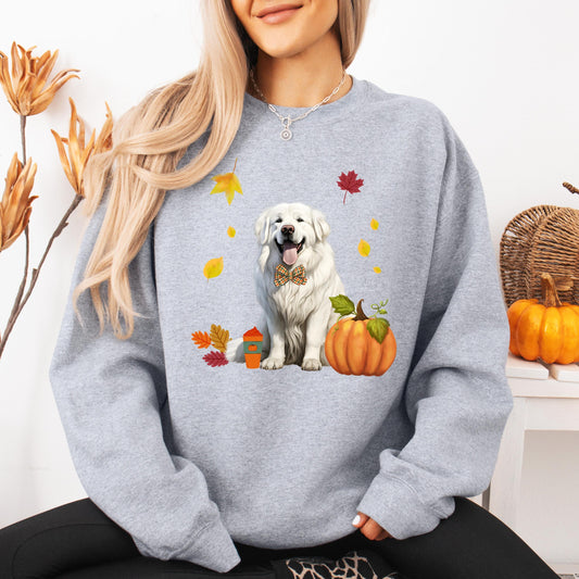 Fall Pumpkin Great Pyrenees Sweatshirt, wife Christmas sweater, Great Pyrenees gifts, Pyrenees mom birthday gift, girlfriend Halloween gift