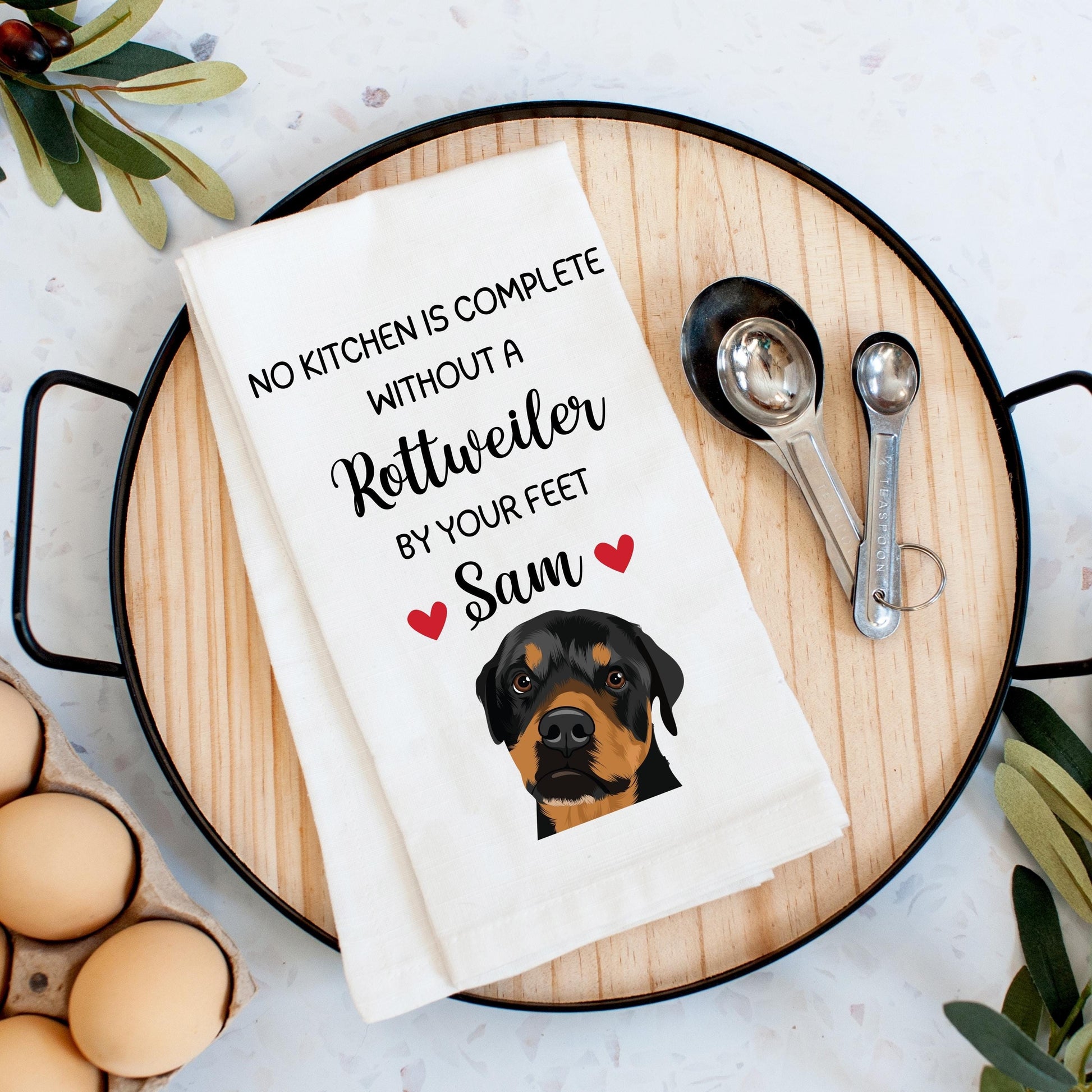 Rottweiler kitchen towel flour sack