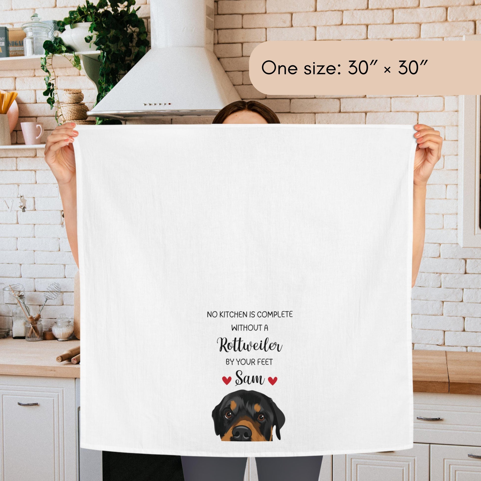 Rottweiler Kitchen Towel, Rottweiler gift, dog flour sack tea towel, rottie home decor, rottweiler mom, Christmas rottweiler dog towel