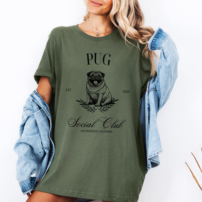 Custom Pug Social Club Shirt, pug shirt, pug dog, pug gifts, pug mom Christmas gift, cottage Pug owner tee, Pug lover gift, fall pug t-shirt