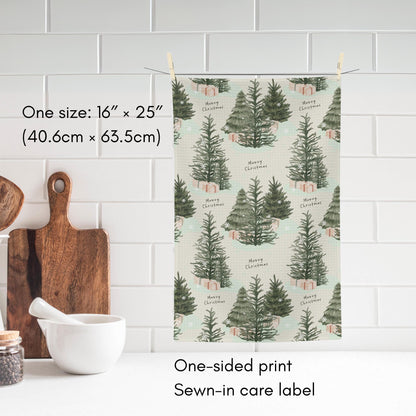 Merry Christmas Tea Towel, waffle kitchen towel, xmas home decor flour sack, grandma gifts, wife birthday gift, christmas tree hand towel