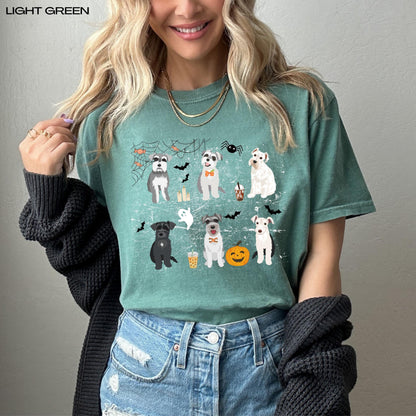 Spooky Halloween Schnauzer Shirt, scottish terrier tee, pumpkin bat ghost shirt, wife birthday gift, Christmas west highland mom gift