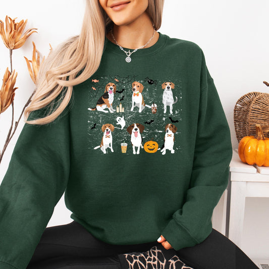 Spooky Halloween Beagle Shirt | Fall Beagle Sweatshirt for Trick or Treat Fun | Perfect Gift for Dog Lovers | Bat Spider Ghost Crewneck
