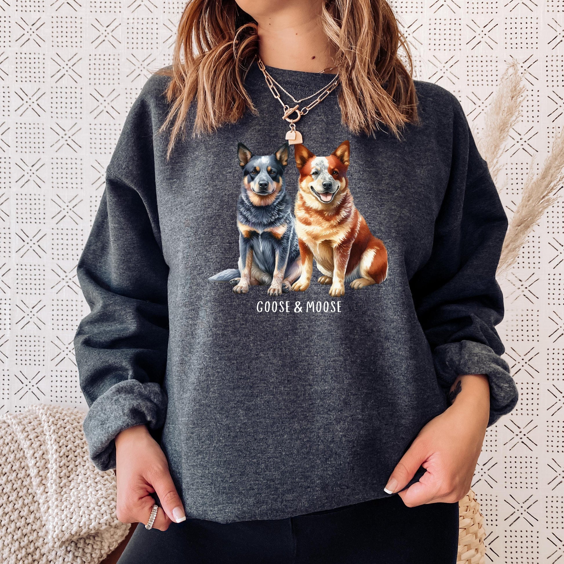 Personalized Australian Cattle Dog Shirt, blue Heeler sweatshirt, red Heeler mom Christmas gift, Australian dog Halloween crewneck