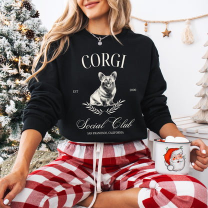 Corgi Social Club Sweatshirt, Corgi dog mom, Cardigan Welsh Corgi gift, Corgi shirt, Pembroke Welsh Corgi, Corgi Christmas Gift for wife