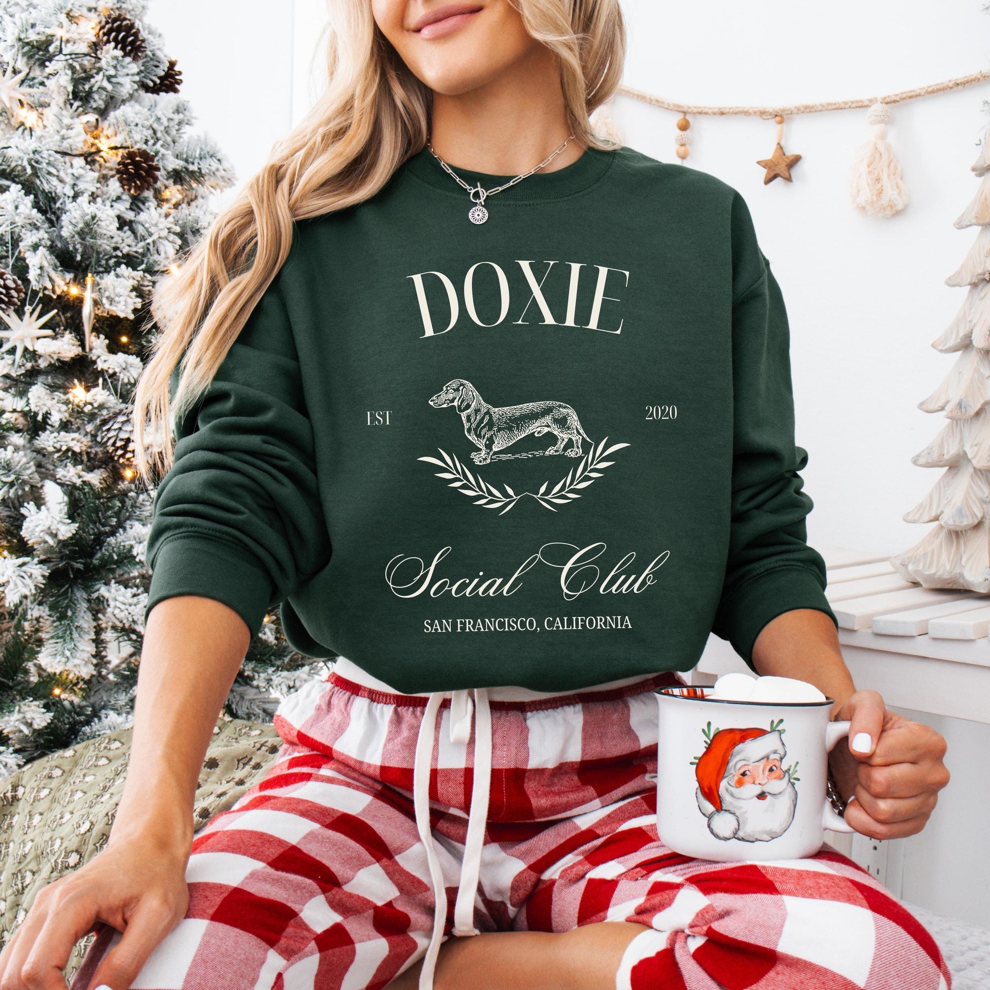 Miniature Dachshund Social Club Sweatshirt, wiener dog shirt, sausage dog sweter, long haired dachshund, dachshund gift, doxie clothing