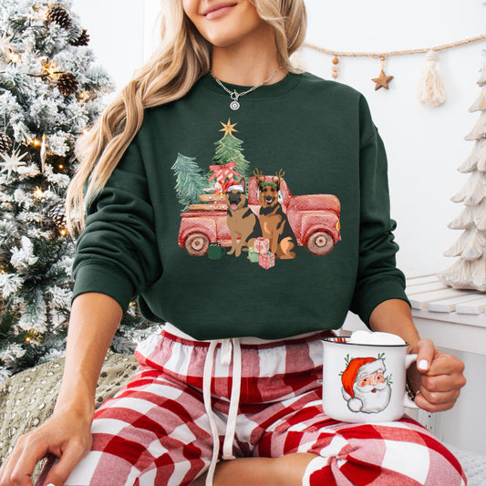 Christmas Truck German Shepherd Sweatshirt | Gsd Mom Gift - Unique Gifts For Dog Lovers | Love Dogs Gifts