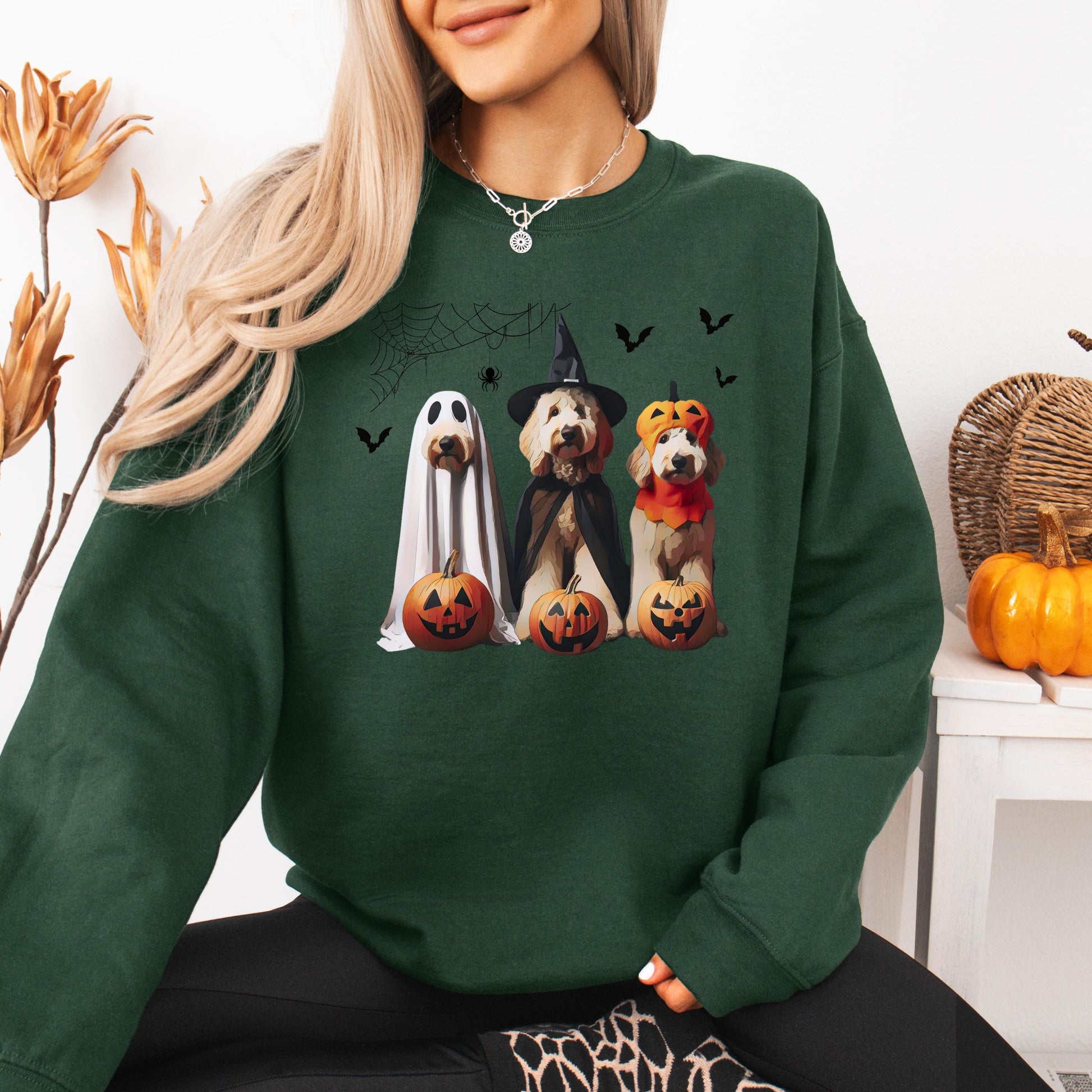 Halloween Ghost Doodles Sweatshirt, doodle gifts, spooky season, fall crewneck, wife birthday gift, doodle ghost dog shirt