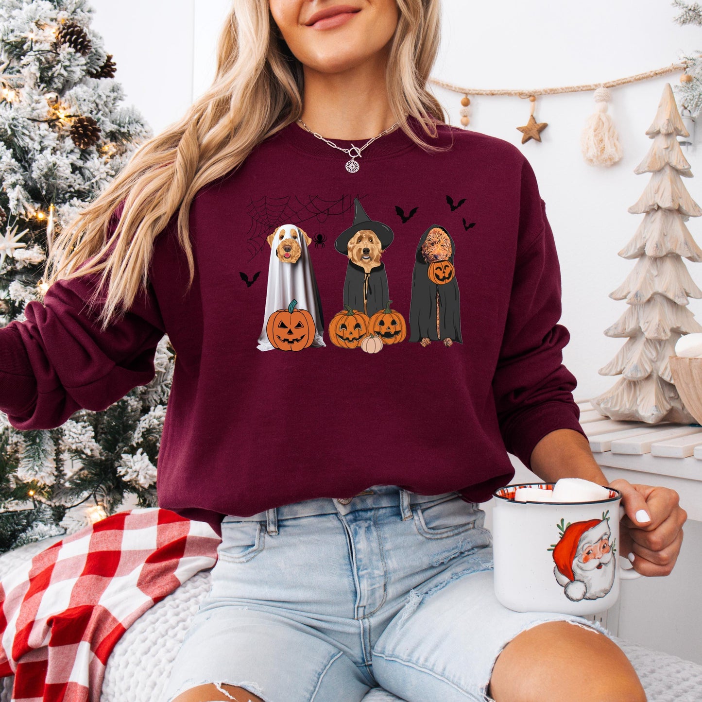 Halloween Golden Doodle Ghost Dogs Sweatshirt, labradoodle gifts, dog lover gift, doodle pumpkin sweater, trick or treat shirt, doodle gifts