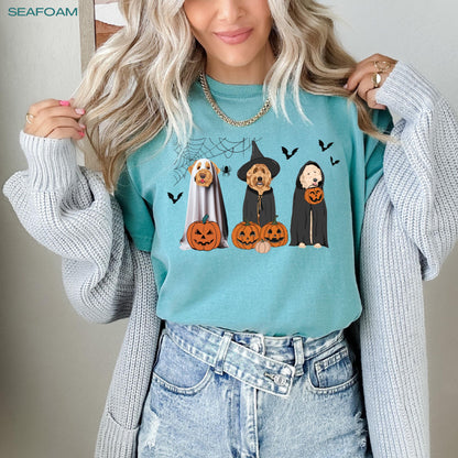 Halloween Golden Doodle Ghost Dog Shirt, labradoodle gifts, dog lover gift, doodle pumpkin t-shirt, trick or treat shirt, mom doodle gifts
