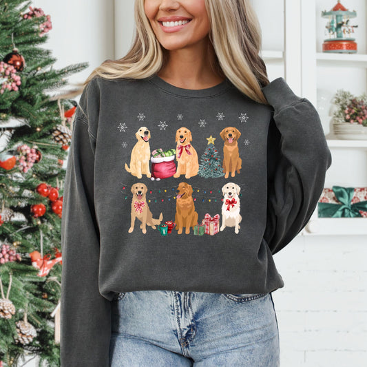 Christmas Golden Retriever Sweatshirt, xmas retriever gifts, winter retriever shirt, anniversary gift, dog mom tee, thanksgiving sweater
