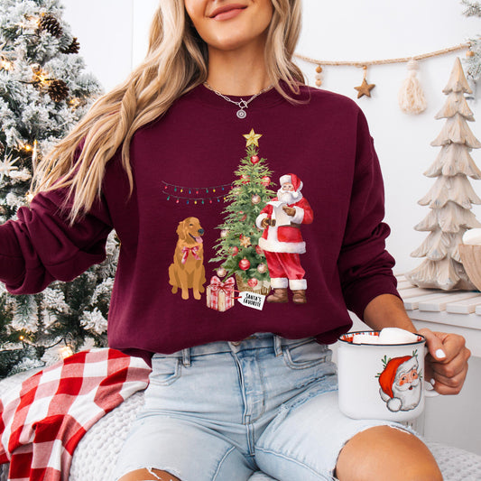 Santa's Favorite Golden Retriever Sweatshirt, Christmas golden gift, winter retriever shirt, anniversary gift, thanksgiving sweater