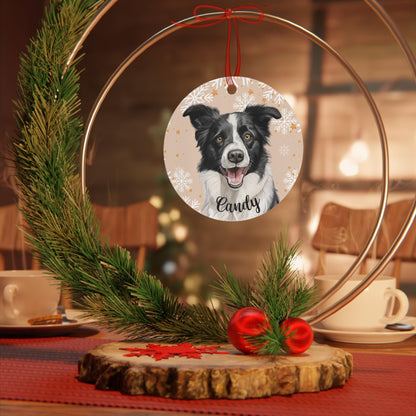 Christmas Border Collie Ornament, collie gifts, metal ornament, collie dog holiday decor, dog first Christmas bauble, mom new years gift