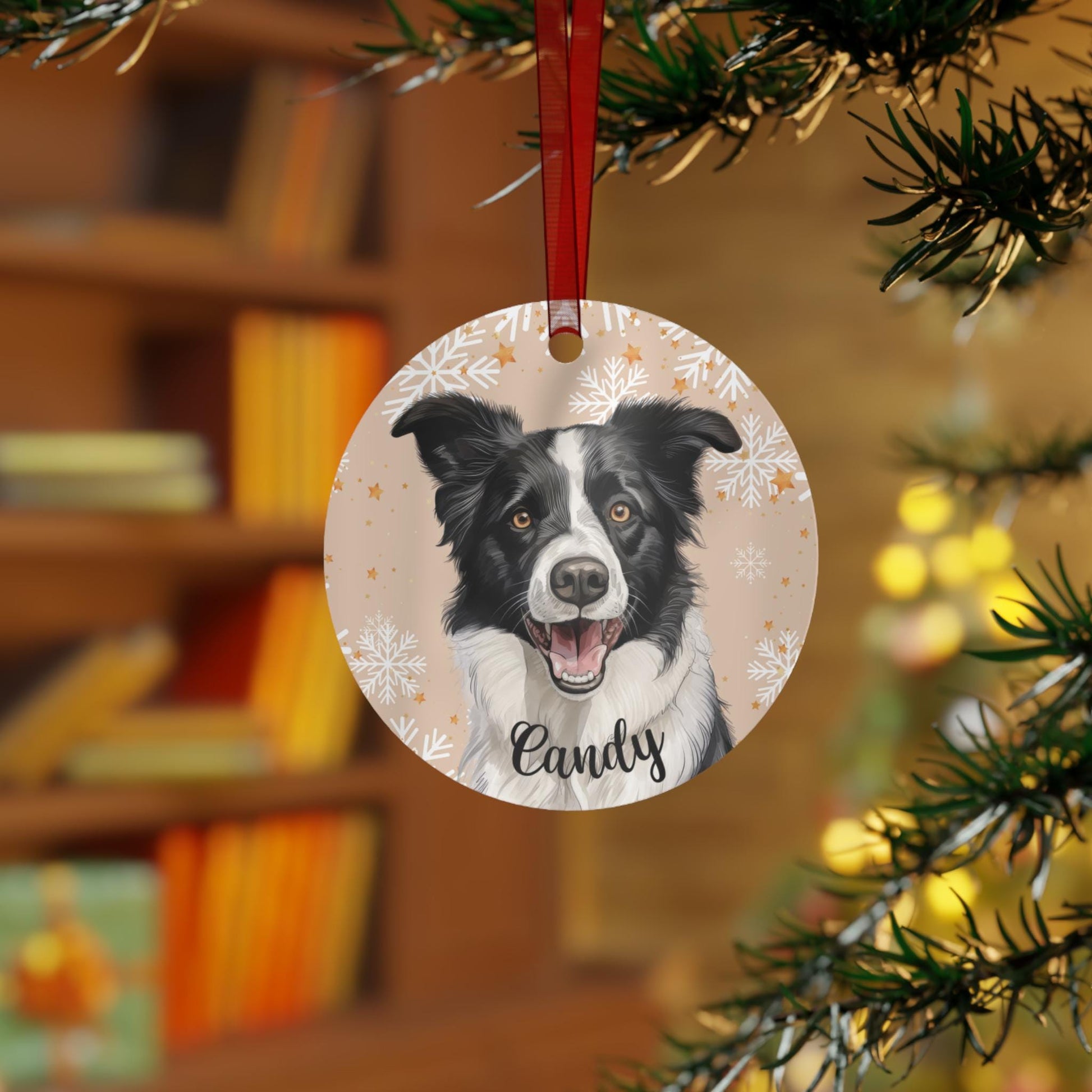 Christmas Border Collie Ornament, collie gifts, metal ornament, collie dog holiday decor, dog first Christmas bauble, mom new years gift