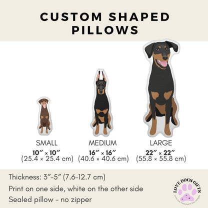 Custom Shape Doberman pillow Made In The USA, doberman gifts, new years wife birthday gift, Christmas doberman puppy, dobbie mom gift
