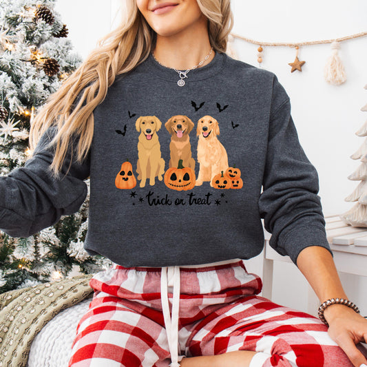Halloween Golden retriever sweatshirt for trick or treat