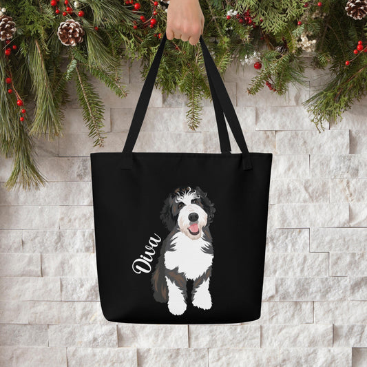 Personalized Goldendoodle tote bag black