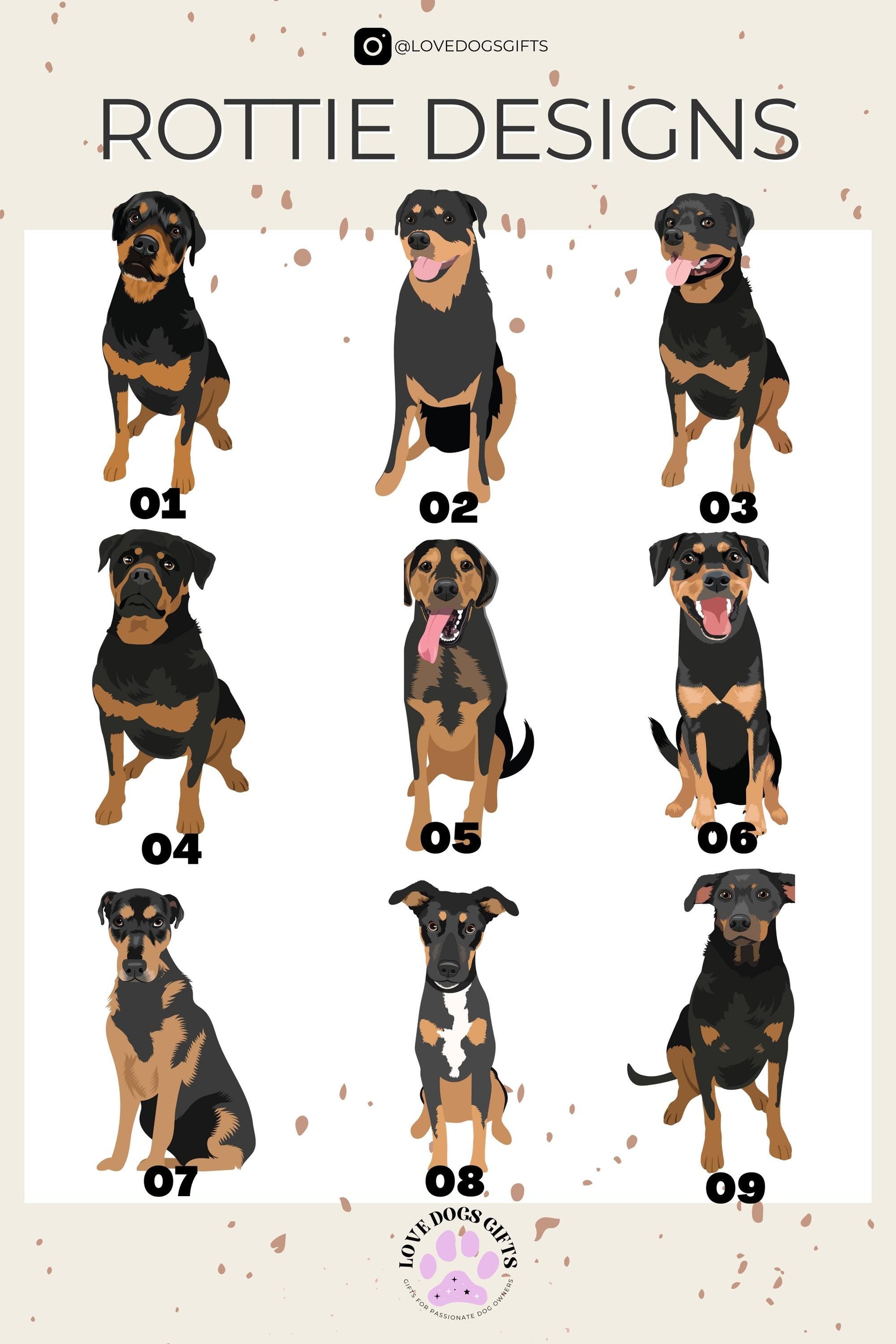 Rottweiler Kitchen Towel, Rottweiler gift, dog flour sack tea towel, rottie home decor, rottweiler mom, Christmas rottweiler dog towel
