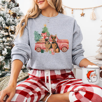 Christmas Truck German Shepherd Sweatshirt | Gsd Mom Gift - Unique Gifts For Dog Lovers | Love Dogs Gifts