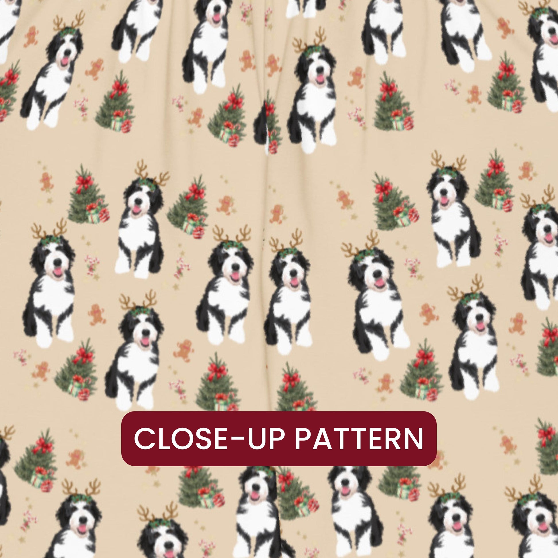 Christmas Bernedoodle pajama pants, wide leg unisex doodle pants, doodle mom gift, bernedoodle gift, dog pajamas pants, sister birthday gift