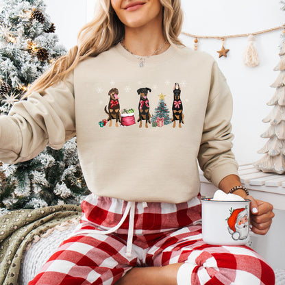 Christmas Doberman Sweatshirt, xmas doberman gifts, winter doberman shirt, wife anniversary gift, dog mom tee, thanksgiving sweater