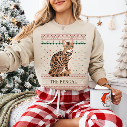 Bengalcat ugly Christmas sweater gift for bengal mom