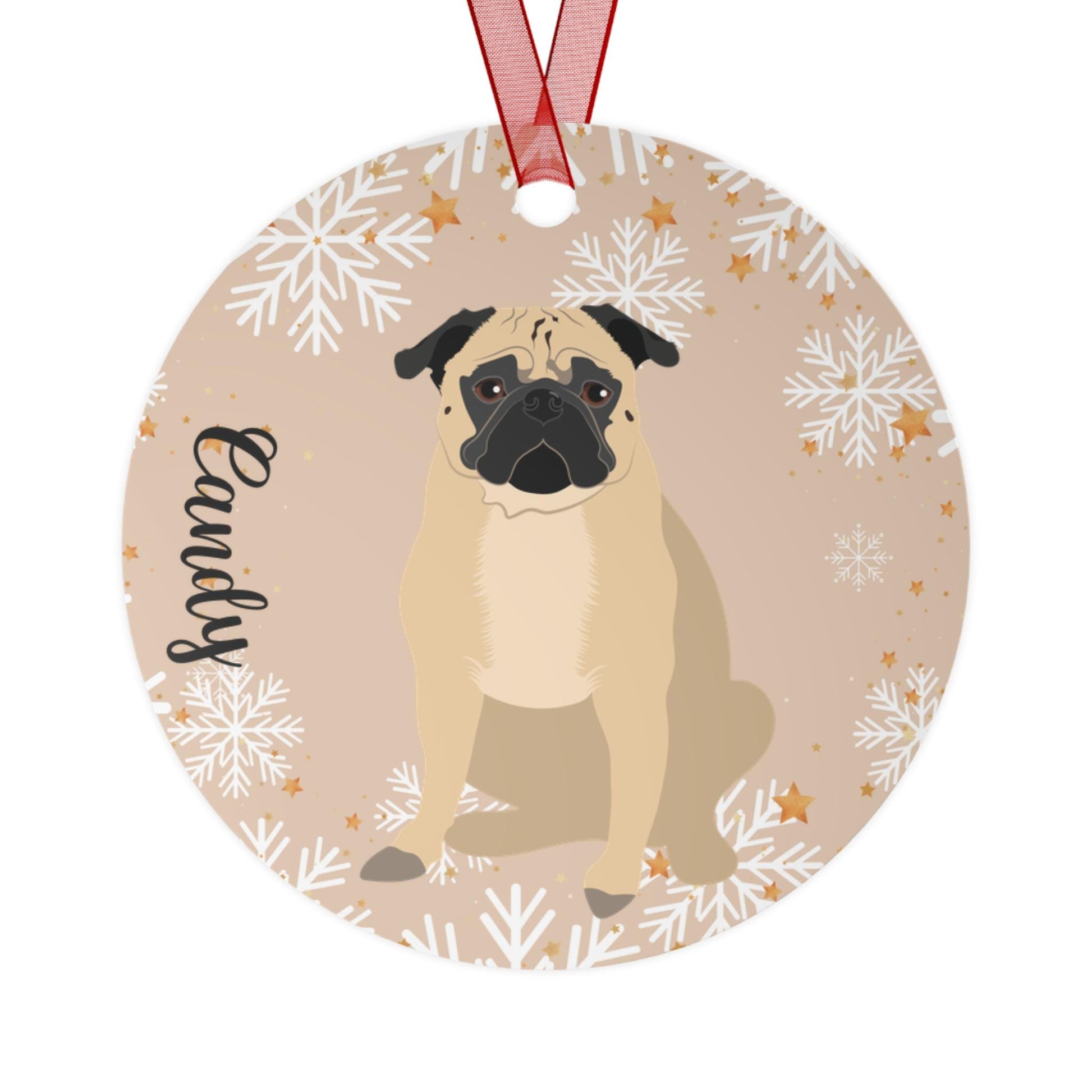 Christmas Pug Ornament, black pug gifts, metal ornament, pug holiday decor, dog first Christmas tree bauble, pug mom gift, new years gift