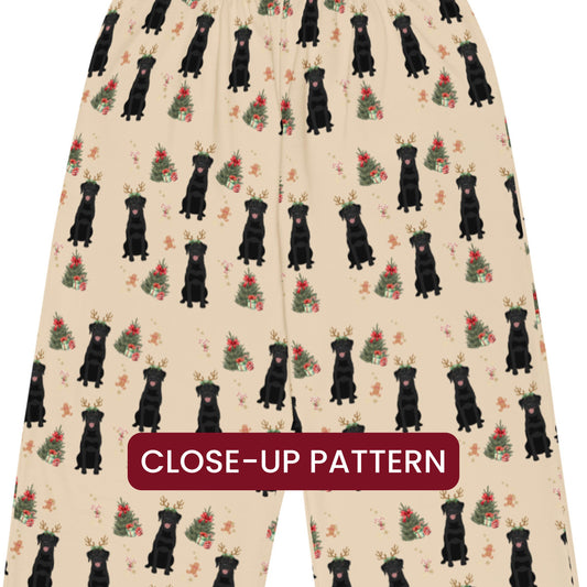 Christmas Labrador Pajama Pants, wide leg unisex black labrador pants, mom pjs, retriever gift, bachelorette party, sister birthday gift
