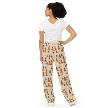 Christmas red Labrador Pajama Pants, wide leg unisex red fox lab pants, labrador pjs, retriever gift, bachelorette party, sister birthday