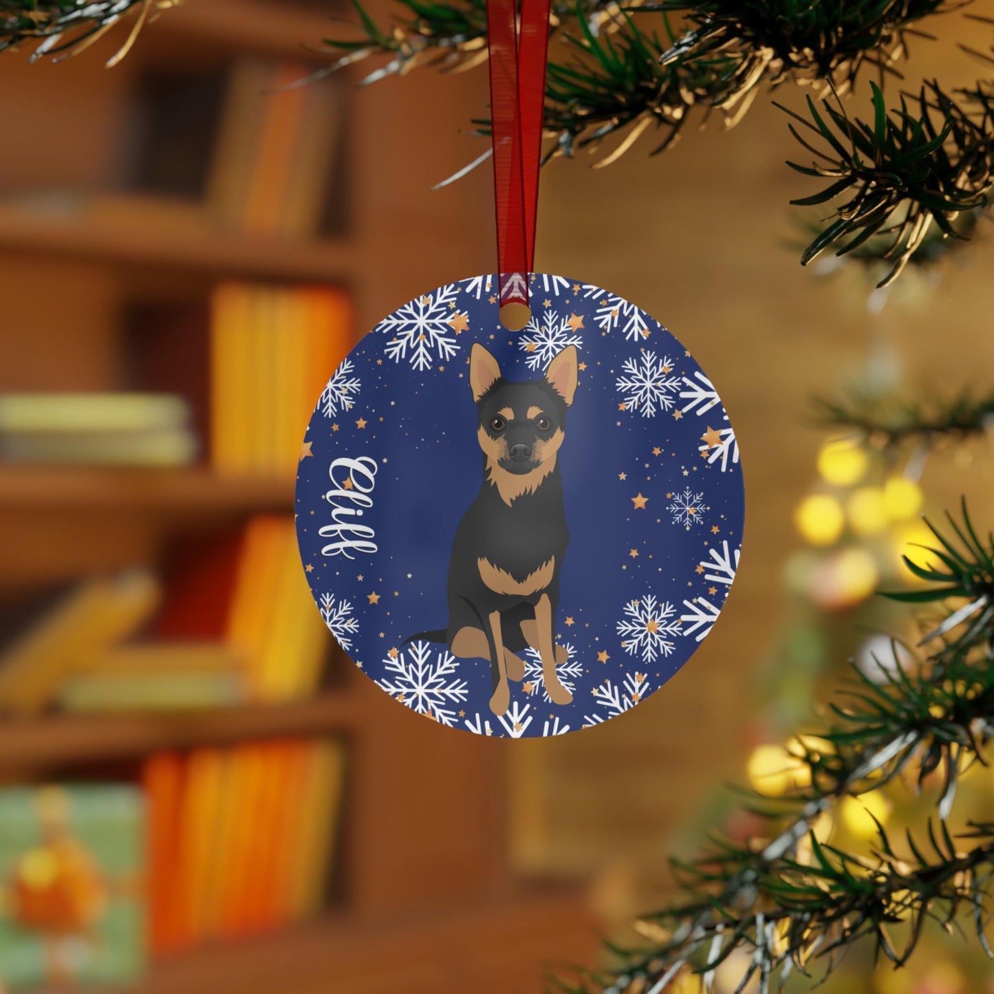 Christmas Chihuahua Ornament, chihuahua gifts, metal ornament, chi dog dog holiday decor, dog first Christmas bauble, mom new year gift