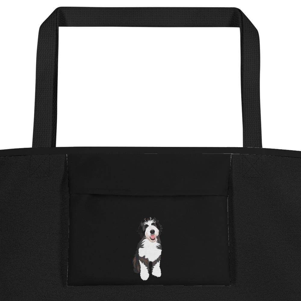 Personalized Goldendoodle tote bag black, golden doodle gifts, best friend birthday gift, new doodle puppy gift, black bag, grocery bag