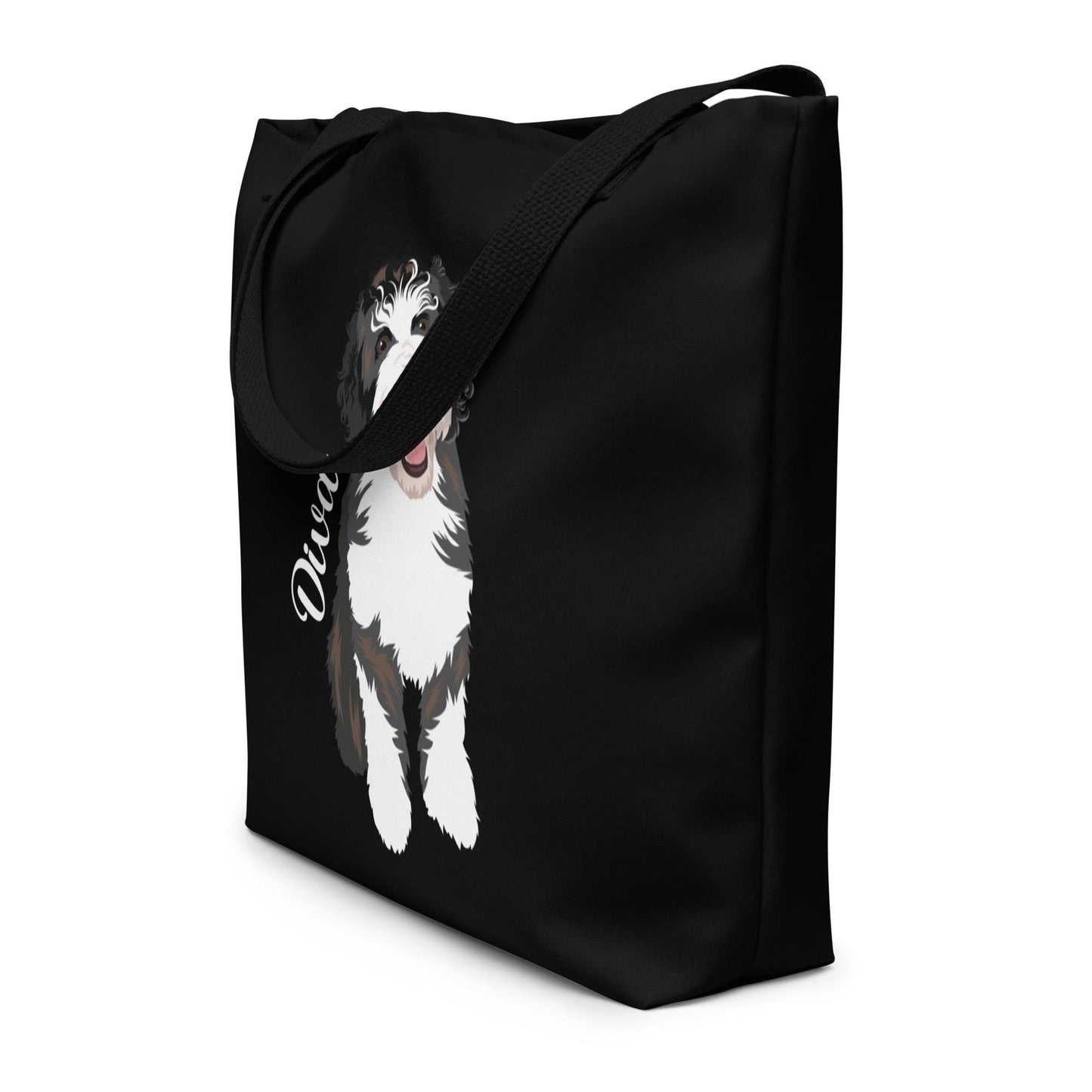 Personalized Goldendoodle tote bag black, golden doodle gifts, best friend birthday gift, new doodle puppy gift, black bag, grocery bag