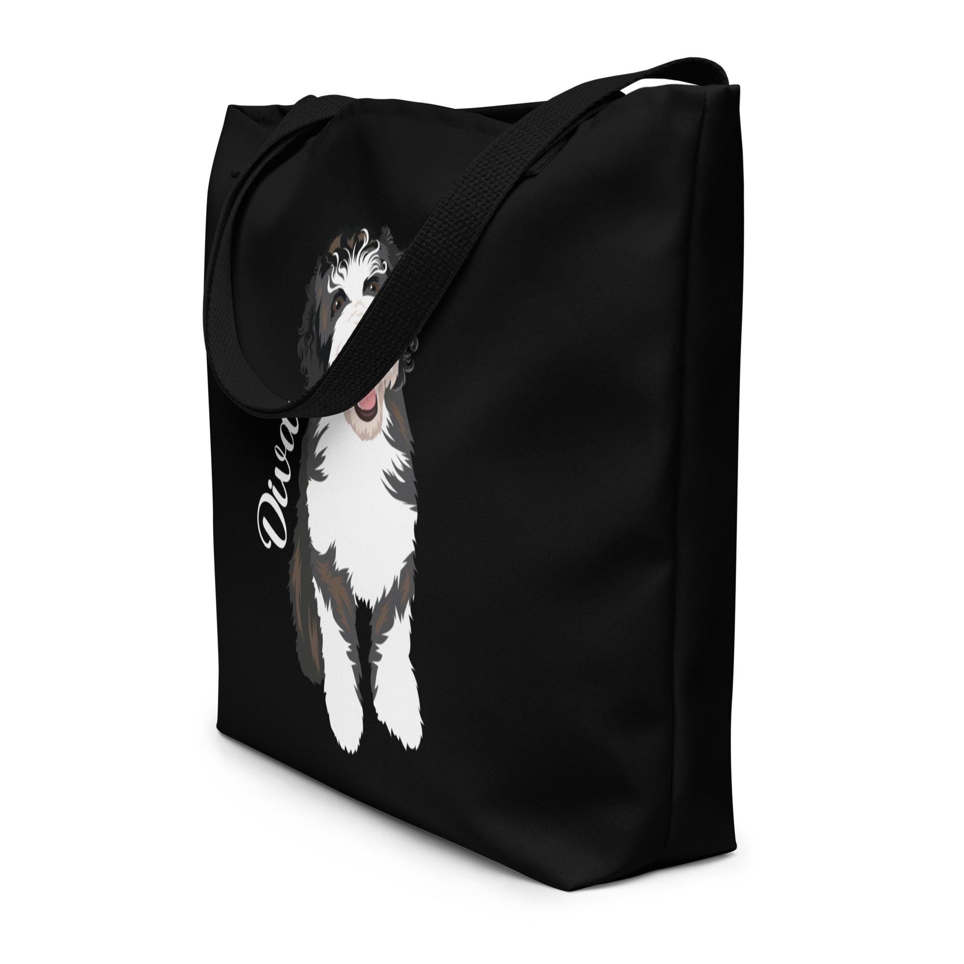 Personalized Goldendoodle tote bag black, golden doodle gifts, best friend birthday gift, new doodle puppy gift, black bag, grocery bag
