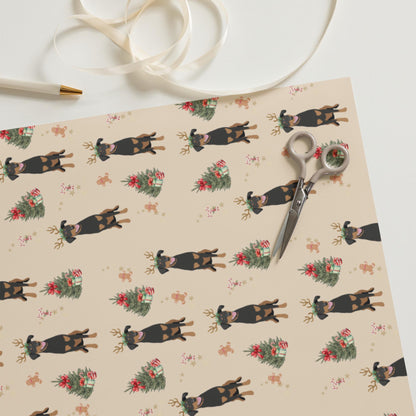 Christmas Doberman wrapping paper sheets
