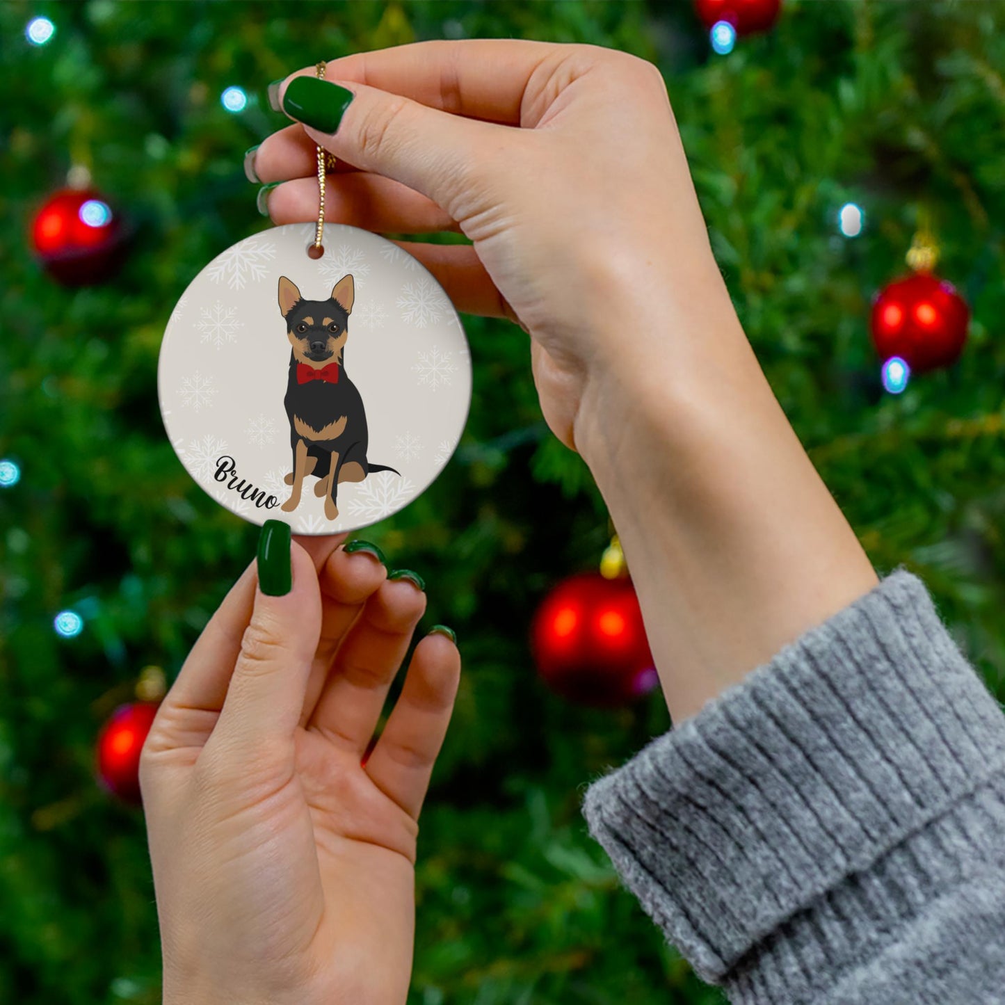 Chihuahua Christmas ornament, chihuahua dog gifts, chihuaua mom gift, holiday decor, Christmas tree bauble, wife anniversary gift