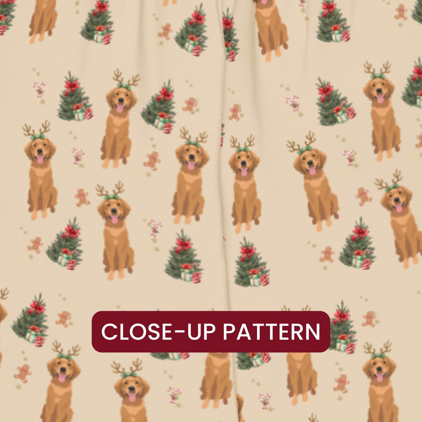 Christmas Golden Retriever Pajama Pants, wide leg unisex golden dog pants, mom gift, retriever gift, dog pajamas pants, sister birthday gift