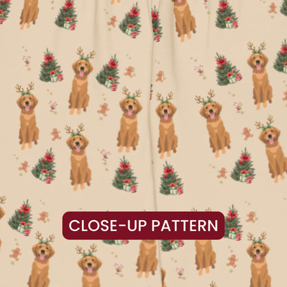 Christmas Golden Retriever Pajama Pants, wide leg unisex golden dog pants, mom gift, retriever gift, dog pajamas pants, sister birthday gift