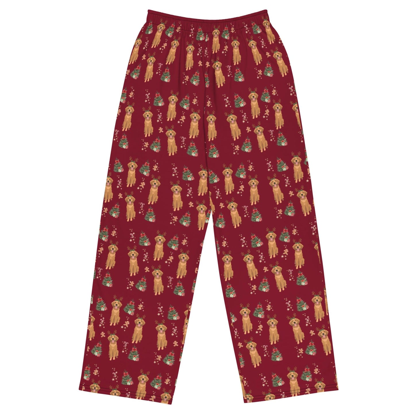 Christmas Golden Retriever Pajama Pants, wide leg unisex golden dog pants, mom gift, retriever gift, dog pajamas pants, sister birthday gift