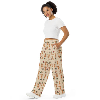 Christmas Golden Retriever Pajama Pants, wide leg unisex golden dog pants, mom gift, retriever gift, dog pajamas pants, sister birthday gift