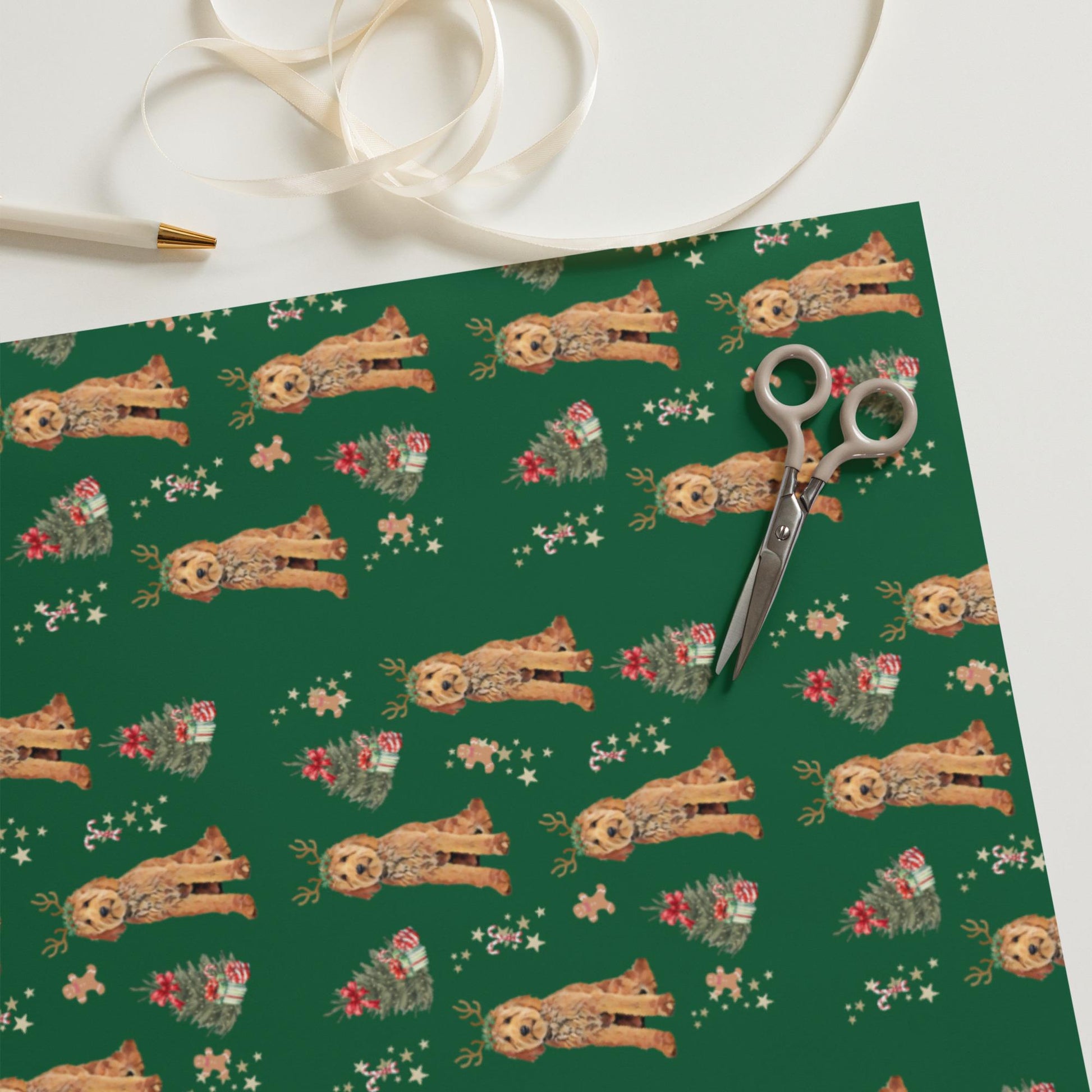 Christmas Goldendoodle Wrapping Paper Sheets, doodle xmas gift, dog owner gift, stocking stuffer, xmas festive gift
