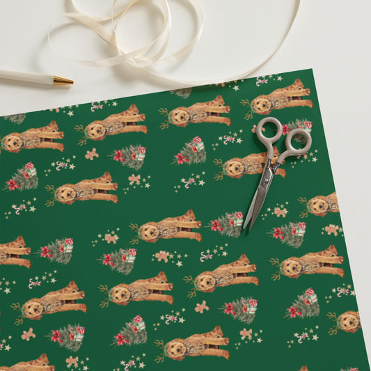 Christmas Goldendoodle Wrapping Paper Sheets, doodle xmas gift, dog owner gift, stocking stuffer, xmas festive gift