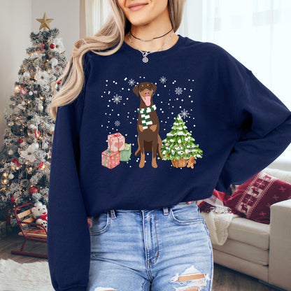 Doberman Christmas Sweater, red doberman sweatshirt, black doberman gift, dobbie dog owner shirt, Christmas dog sweater, ugly xmas sweater
