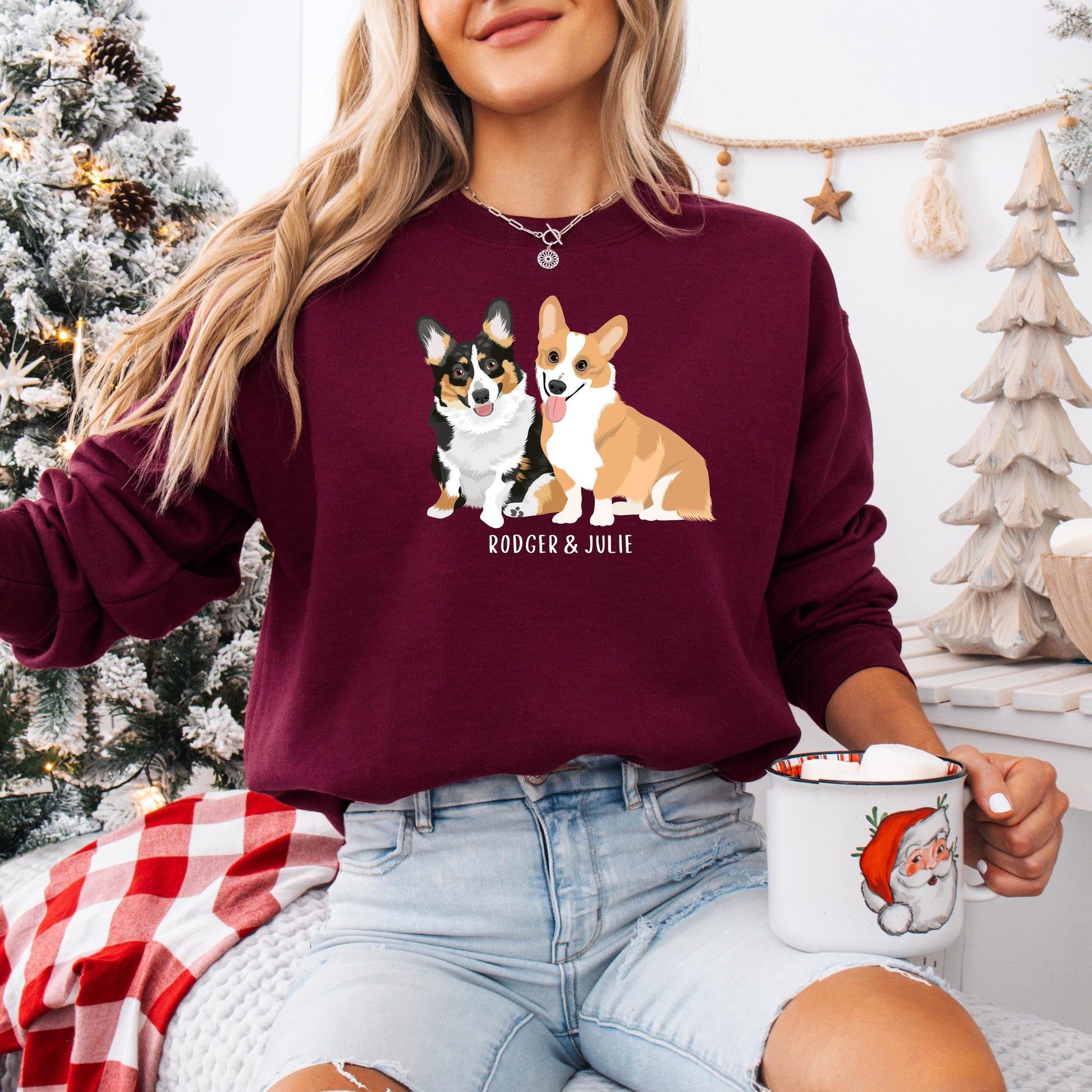 Personalized Corgi sweatshirt, corgi gifts, welsh corgi mom shirt, tricolor corgi sweater, corgi puppy birthday gift, cottagecore corgi