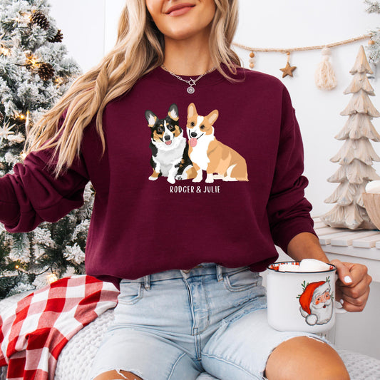 Personalized Corgi sweatshirt, corgi gifts, welsh corgi mom shirt, tricolor corgi sweater, corgi puppy birthday gift, cottagecore corgi