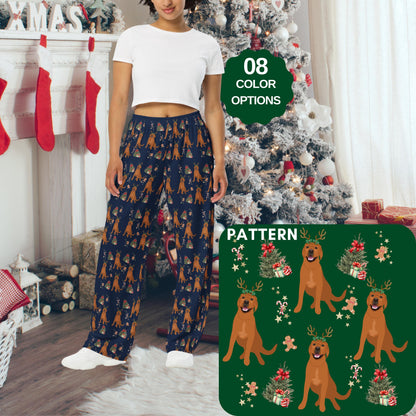 Christmas red Labrador Pajama Pants, wide leg unisex red fox lab pants, labrador pjs, retriever gift, bachelorette party, sister birthday