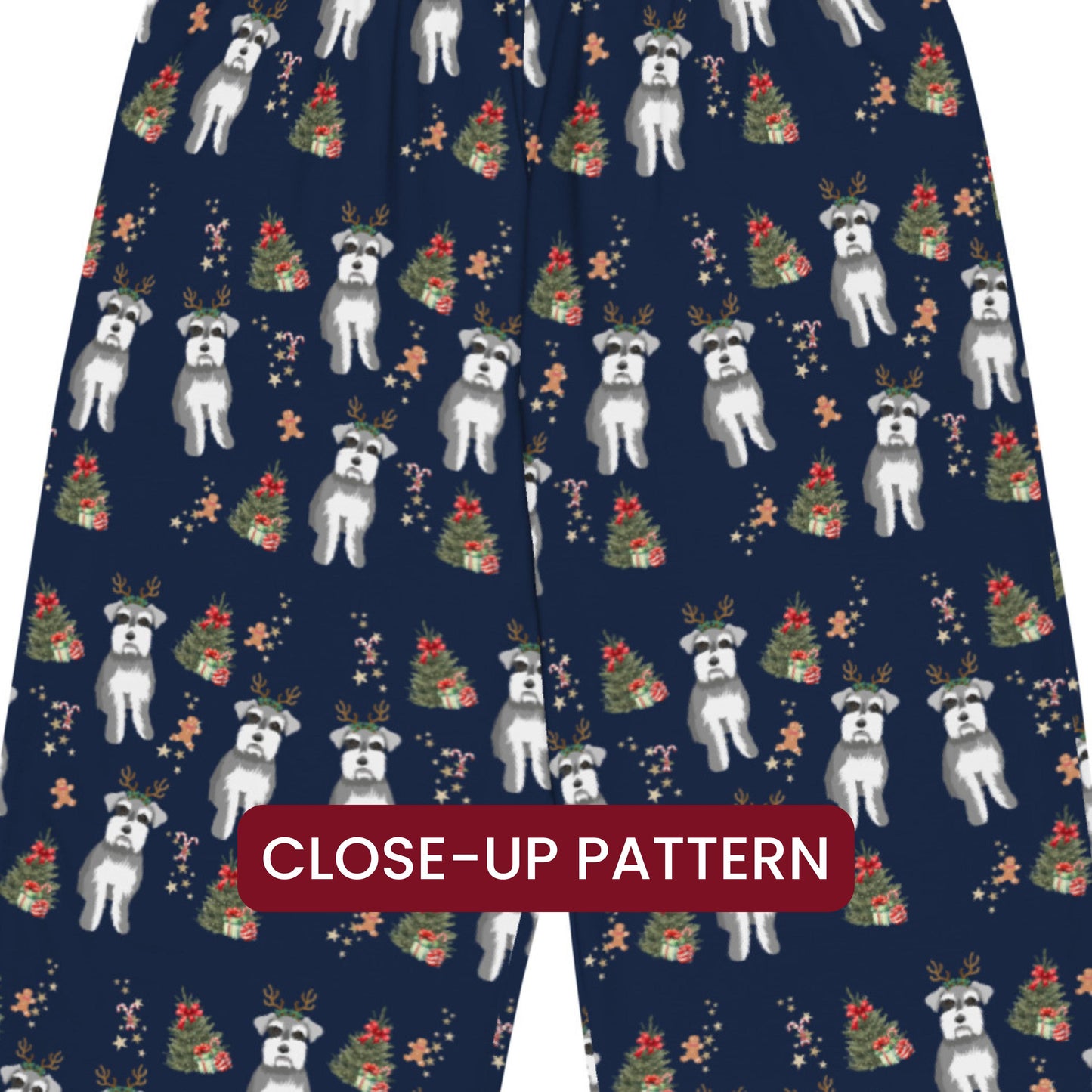 Christmas Schnauzer Pajama Pants, wide leg unisex schnauzer dog pants mom gift, schnauzer gift, dog pajamas pants, sister birthday gift
