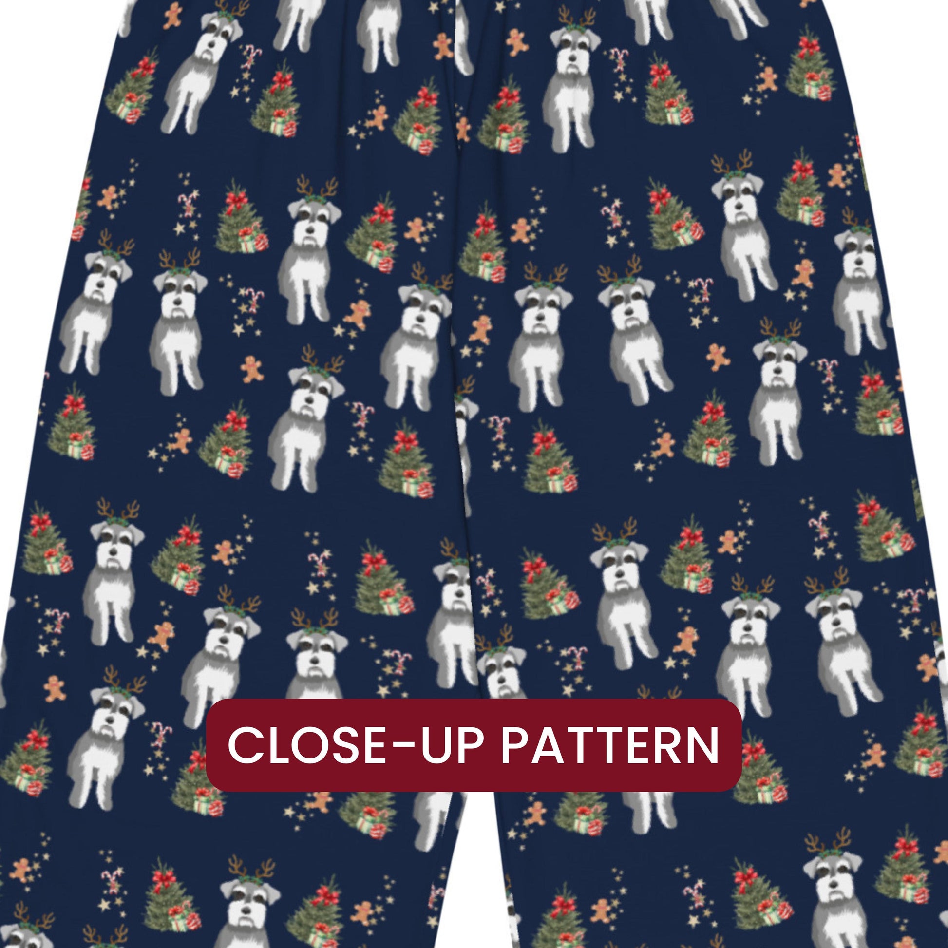Christmas Schnauzer Pajama Pants, wide leg unisex schnauzer dog pants mom gift, schnauzer gift, dog pajamas pants, sister birthday gift